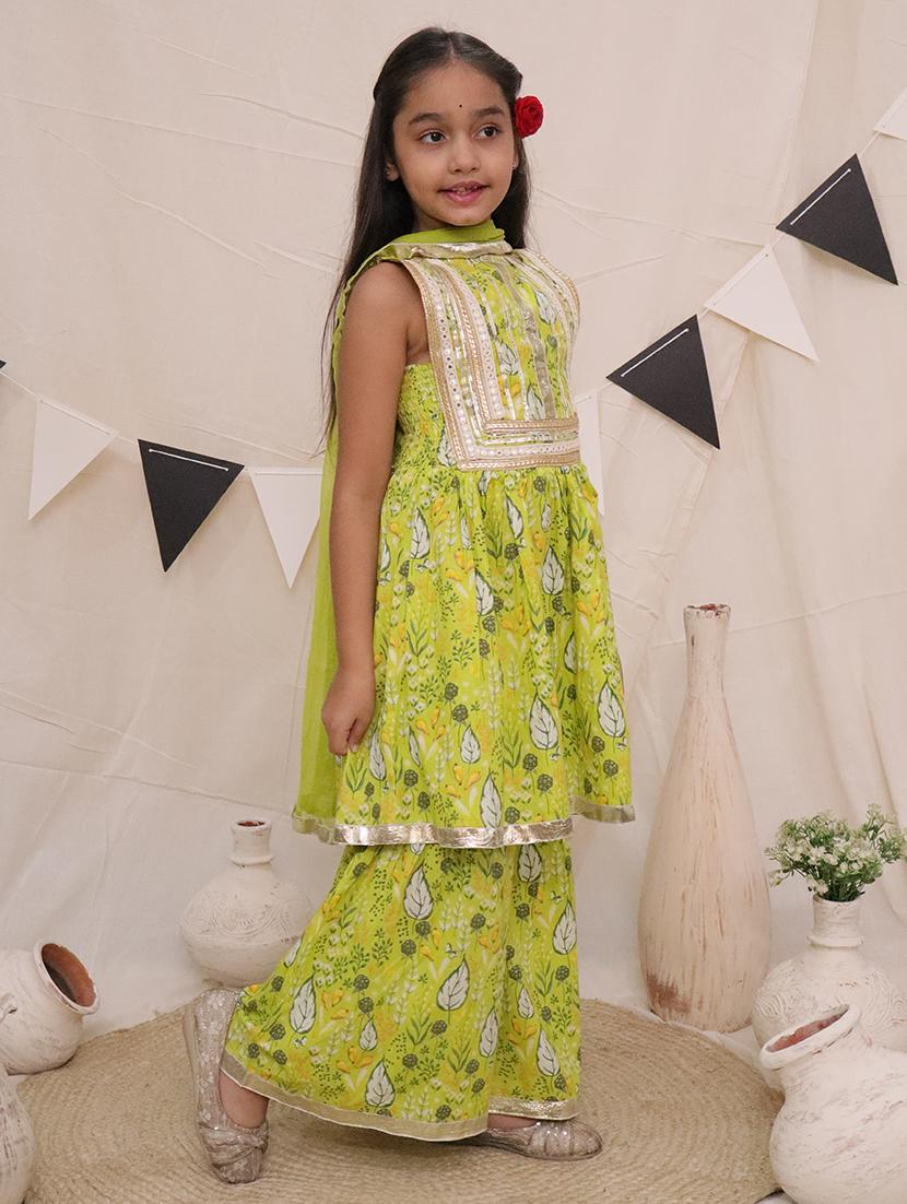 girls printed kurta sharara set with dupatta - 21563902 - Standard Image - 1