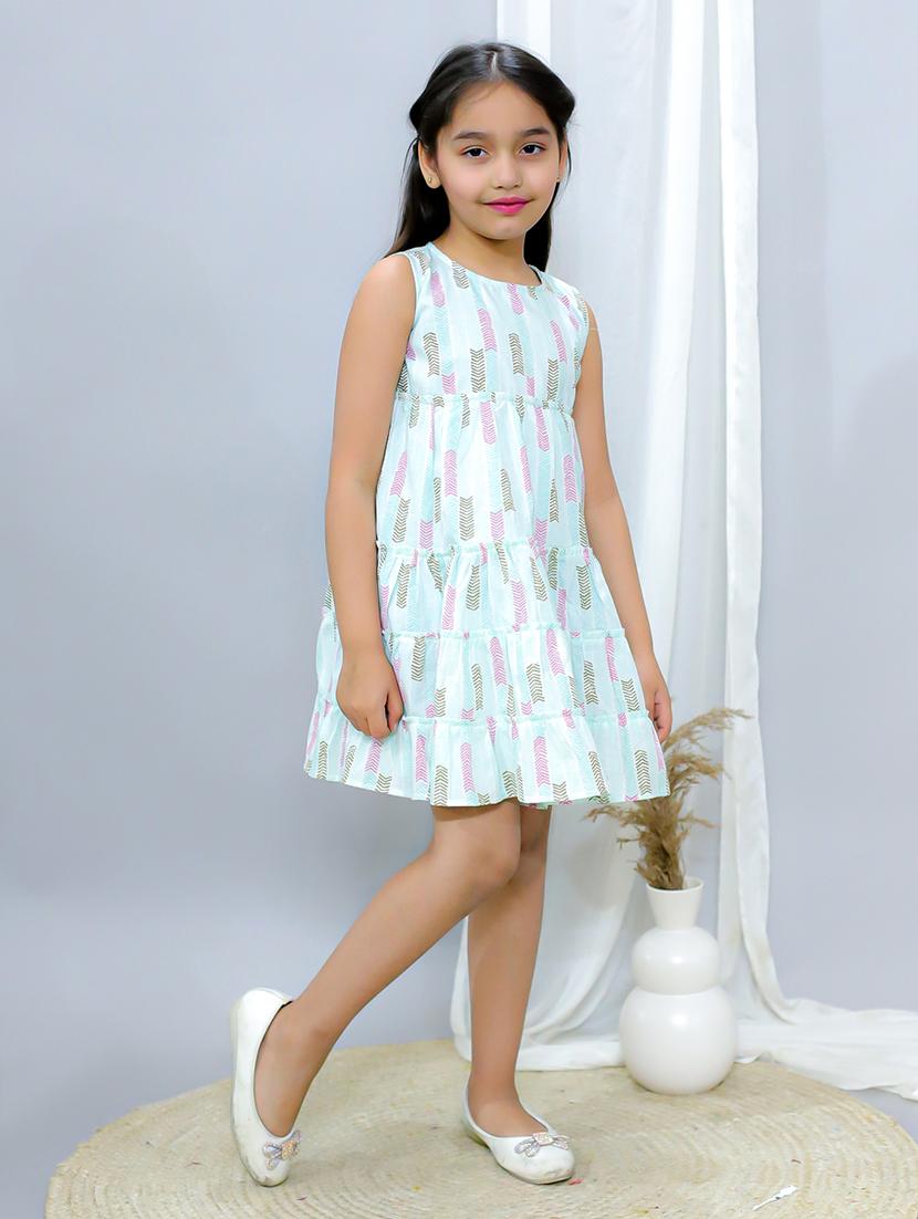 girls printed round neck tiered dress - 21564005 - Zoom Image - 2