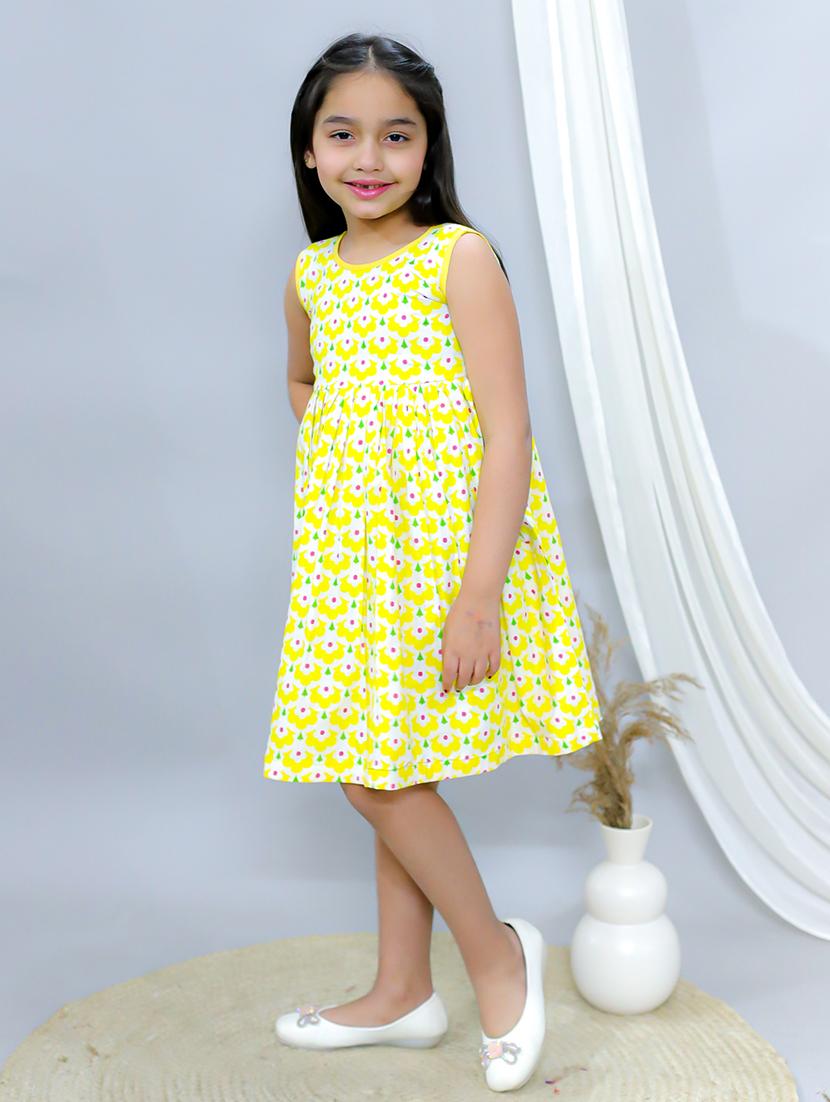 girls printed round neck a-line dress - 21564065 - Standard Image - 1