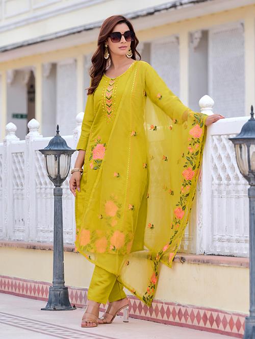 women embroidered three quarter sleeves suit set - 21564667 - Very Small Image - 1