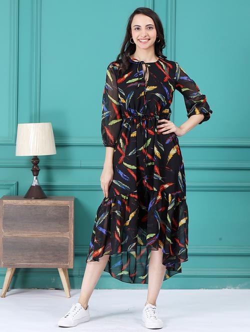 women black printed high-low dress - 21565444 - Very Small Image - 1