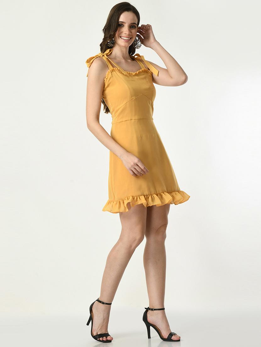 women mustard solid tiered dress - 21565508 - Zoom Image - 3