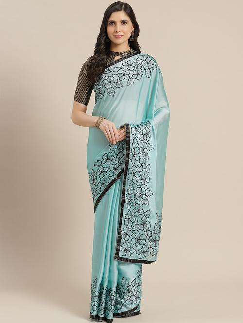 women purist blue sequin work saree - 21565906 - Very Small Image - 1