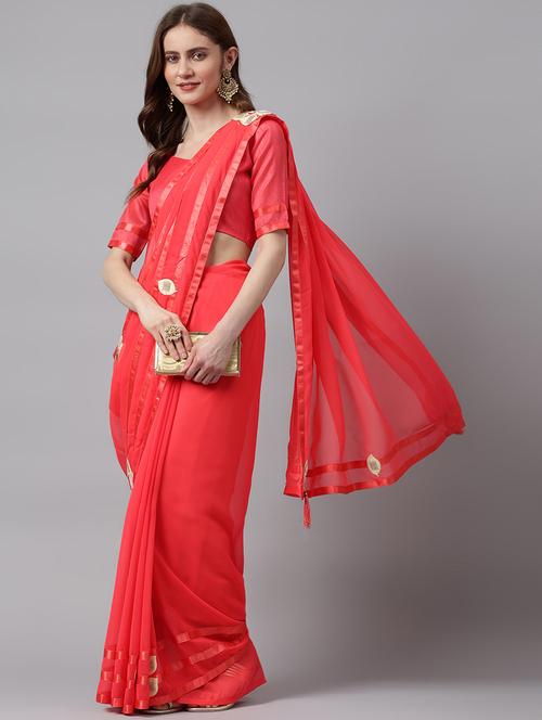 women solid with bordered saree  - 21565991 - Very Small Image - 1