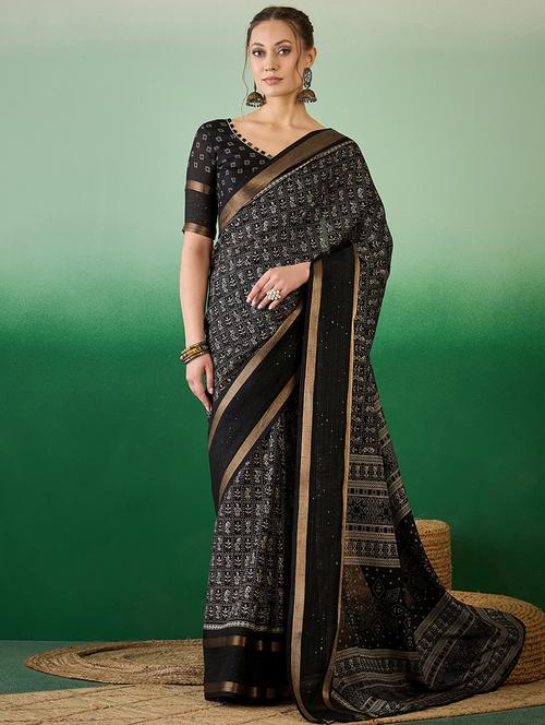 women black printed saree - 21566264 - Very Small Image - 1