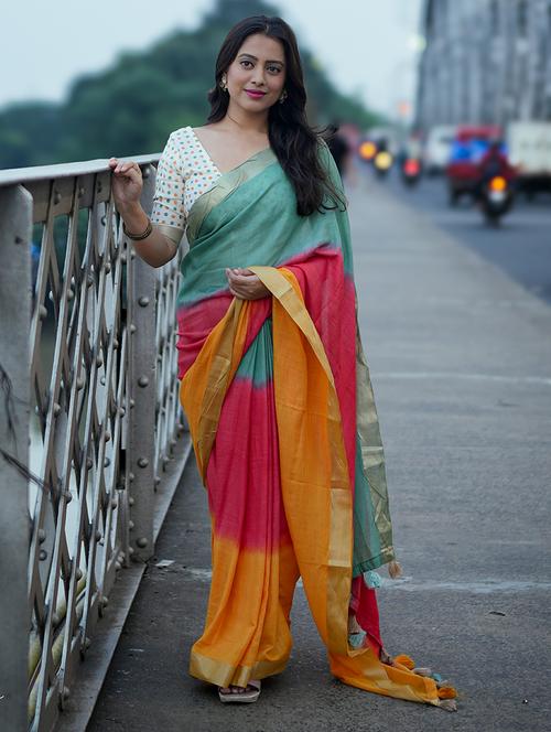 women tie & dye printed saree - 21567059 - Very Small Image - 1