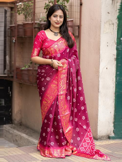 women bandhani printed saree - 21567064 - Very Small Image - 1