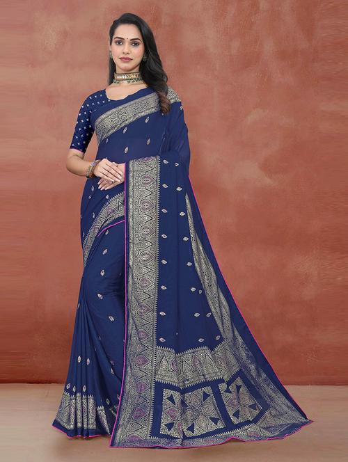 women self design bordered saree - 21567108 - Very Small Image - 1