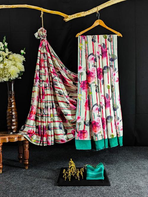 women floral printed saree - 21567114 - Very Small Image - 1