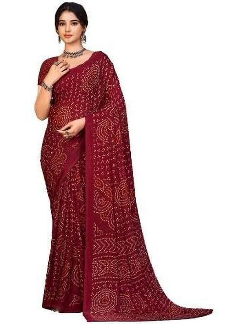 women bandhani printed saree  - 21567388 - Very Small Image - 1