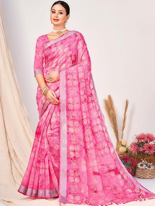 women pink printed saree - 21567404 - Very Small Image - 1