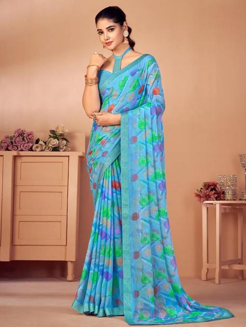 women light blue printed saree - 21567405 - Very Small Image - 1