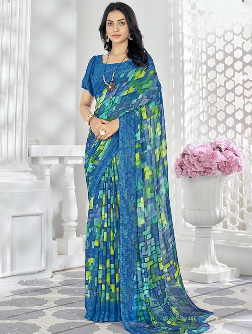 women geometric printed saree  - 21567418 - Very Small Image - 1