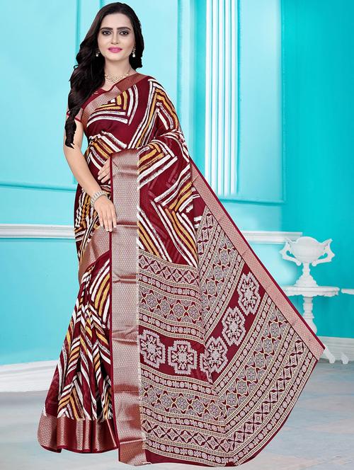 women zari border printed saree  - 21567523 - Very Small Image - 1