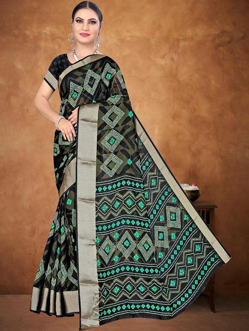 women green geometric printed saree - 21567530 - Very Small Image - 1