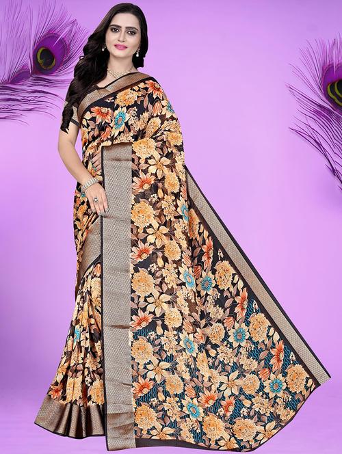 women floral printed georgette saree - 21567531 - Very Small Image - 1