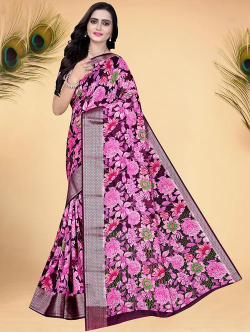 women floral printed georgette saree - 21567533 - Very Small Image - 1