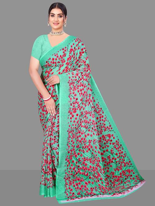 women floral printed saree  - 21567556 - Very Small Image - 1