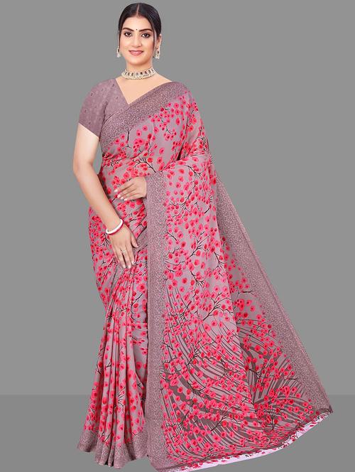 women floral printed saree  - 21567560 - Very Small Image - 1