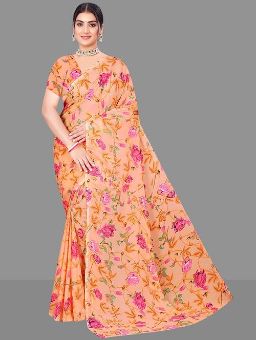 women floral printed saree - 21567566 - Very Small Image - 1