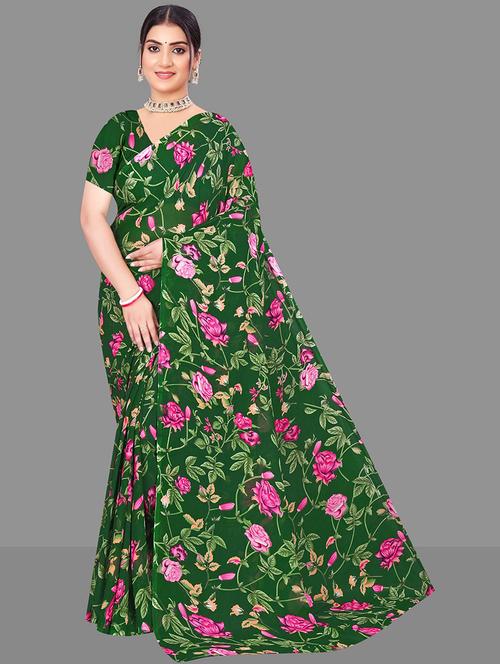 women floral printed saree - 21567568 - Very Small Image - 1