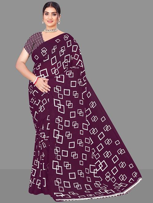 women geometric printed saree  - 21567584 - Very Small Image - 1