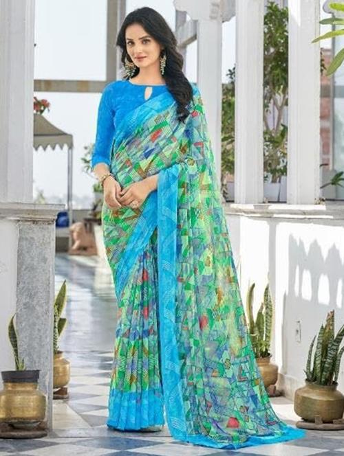 women geometric printed saree  - 21567665 - Very Small Image - 1