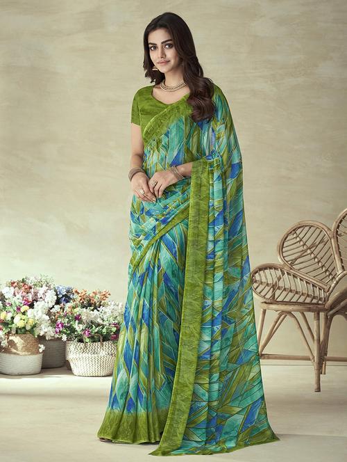 women geometric printed saree  - 21567682 - Very Small Image - 1