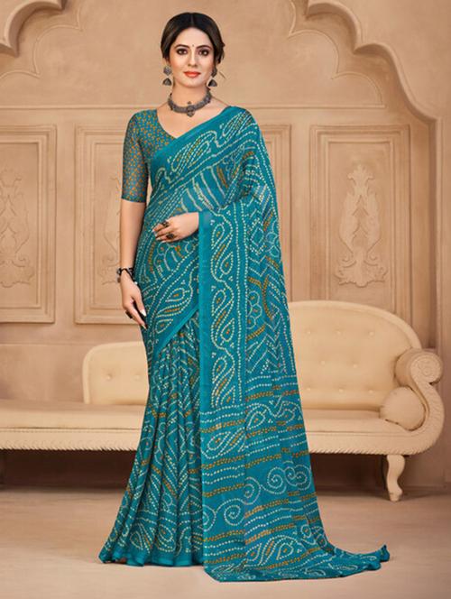 women bandhani printed saree - 21567690 - Very Small Image - 1