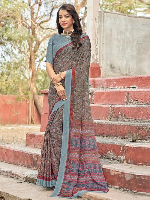 women floral printed saree  - 21567752 - Very Small Image - 1