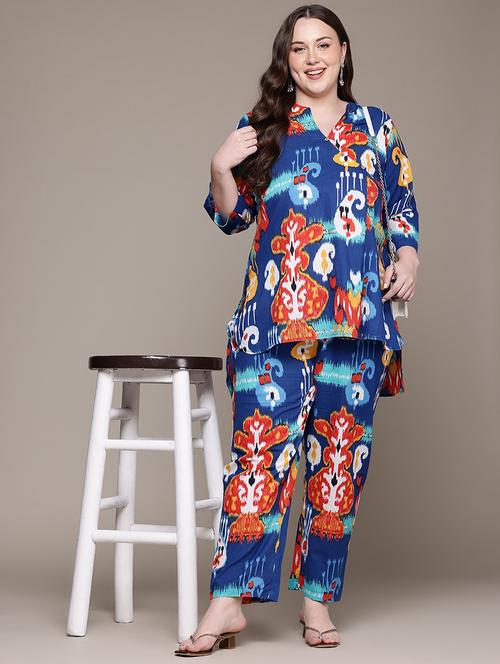 women blue printed co-ord set - 21567836 - Very Small Image - 1