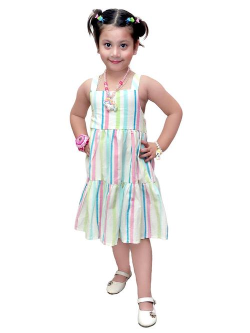 girls striped sleeveless tiered frock - 21568322 - Very Small Image - 1