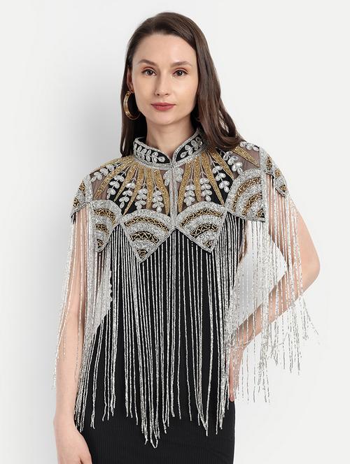 women embellished sleeveless party wear shrug - 21568398 - Very Small Image - 1