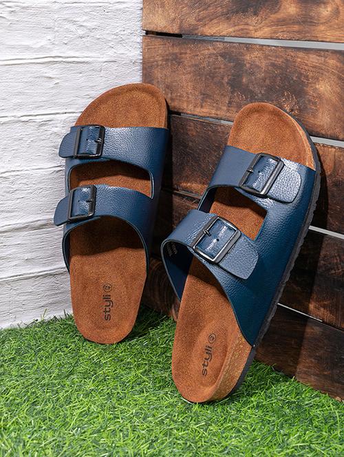 men navy blue slip on sandal - 21569239 - Very Small Image - 1