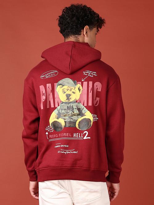 men front & back print long sleeve hooded sweatshirt - 21569616 - Very Small Image - 1