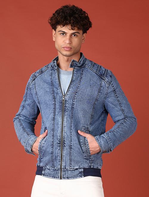 men solid long sleeve denim jacket - 21569640 - Very Small Image - 1