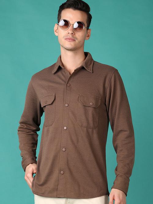 men solid long sleeve casual shirt - 21569650 - Very Small Image - 1