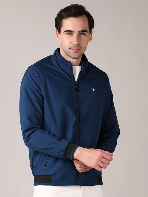 men blue solid long sleeve casual jacket - 21569714 - Very Small Image - 1