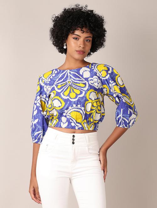 women printed puff sleeves crop top - 21569741 - Very Small Image - 1