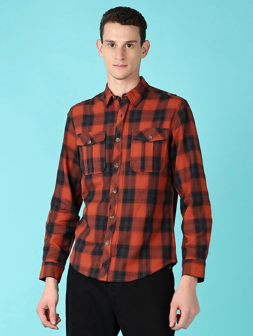 men long sleeves checkered casual shirt - 21569773 - Very Small Image - 1