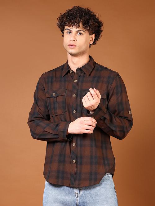 men checkered collared casual shirt - 21569774 - Very Small Image - 1