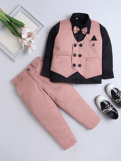 boys formal 3 pcs partywear suit set with neck bow - 21570437 - Very Small Image - 1