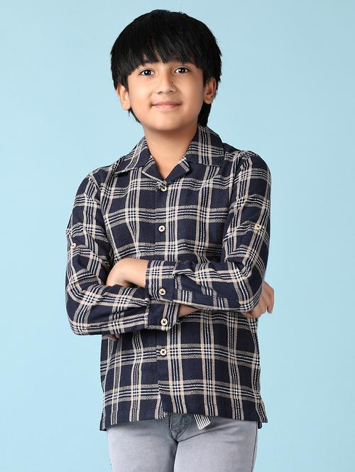 boys checkered collared long sleeves shirt - 21570718 - Very Small Image - 1