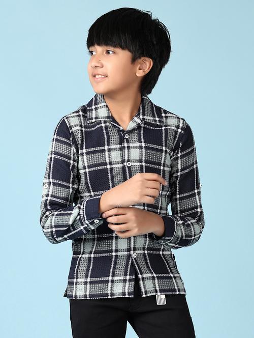 boys checkered collared long sleeves shirt - 21570722 - Very Small Image - 1