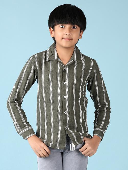 boys striped collared long sleeves shirt - 21570727 - Very Small Image - 1