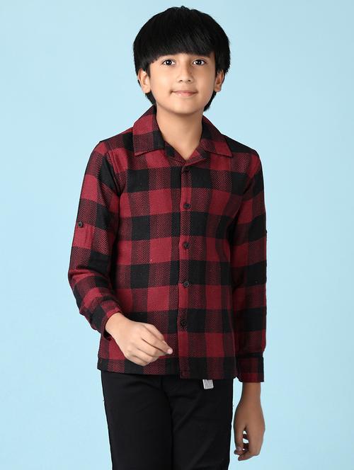 boys checkered collared long sleeves shirt - 21570729 - Very Small Image - 1