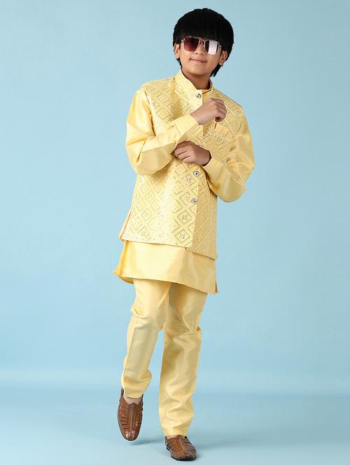 boys long sleeve embroidered sherwani set - 21570774 - Very Small Image - 1