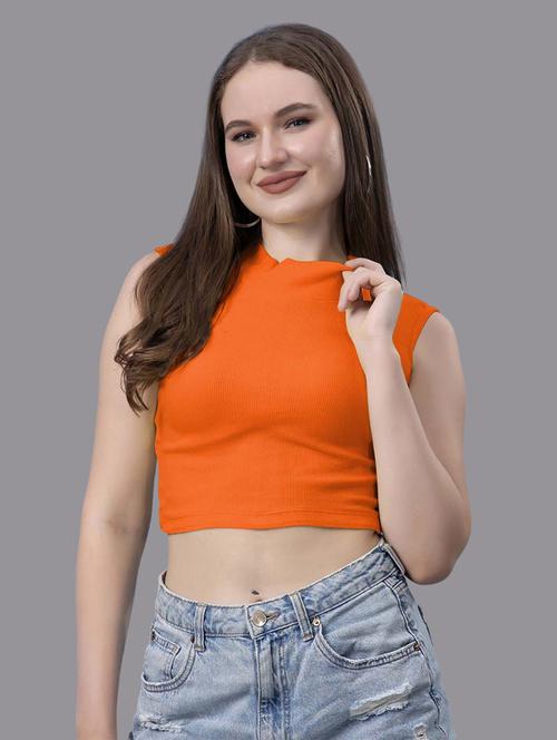 women solid sleeveless crop top - 21571380 - Very Small Image - 1