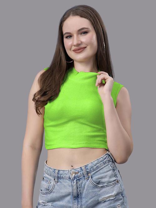 women solid sleeveless crop top - 21571381 - Very Small Image - 1