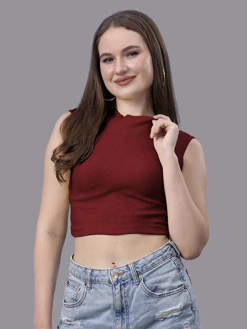 women solid sleeveless crop top - 21571382 - Very Small Image - 1